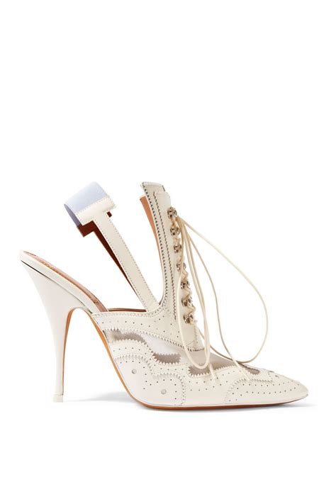 givenchy slingback mules in mesh-paneled white leather|Givenchy Mule shoes for Women .